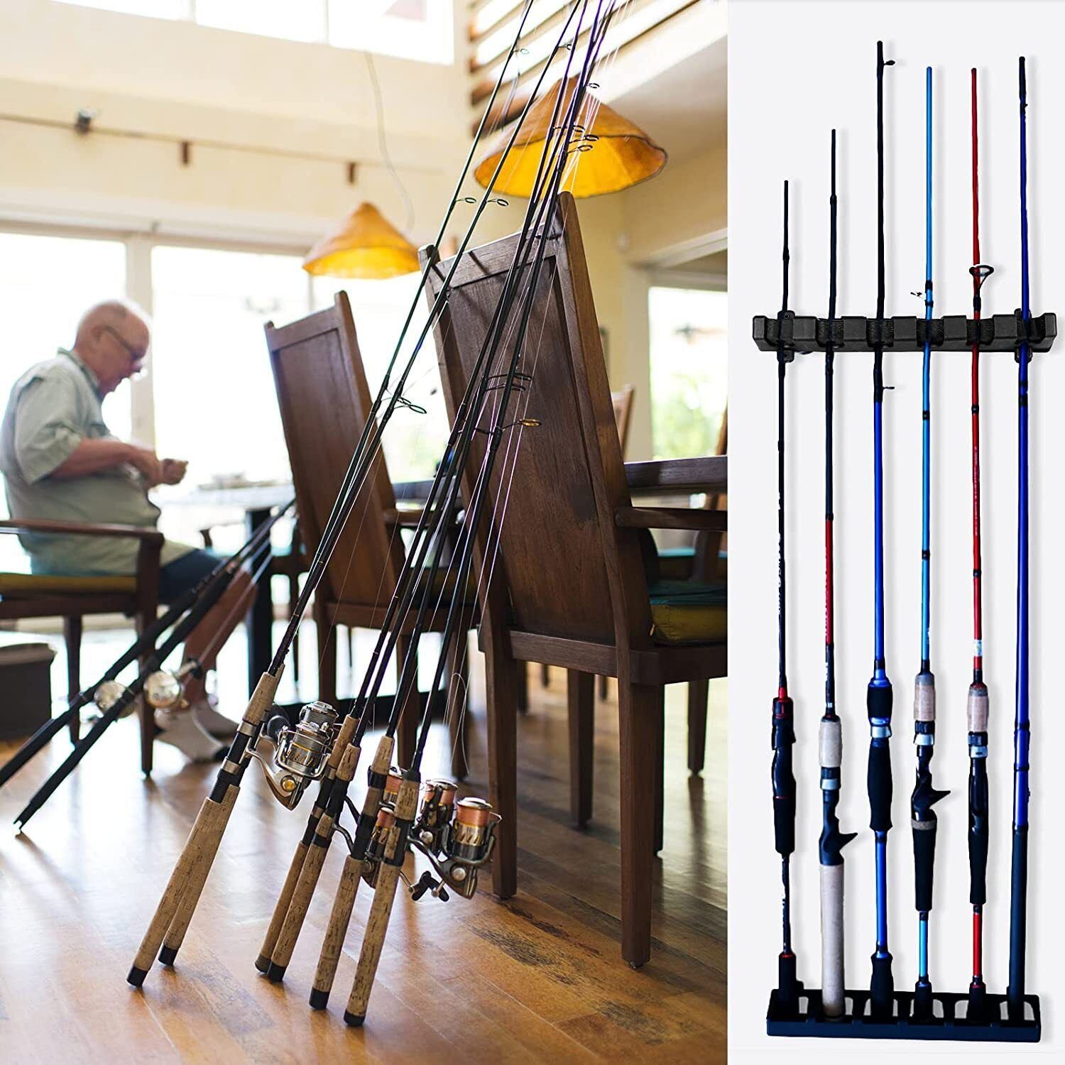 Stand Up Rod Rack Fishing Rod Rack Vertical Holder Horizontal Wall Mount Boat Pole Stand ...